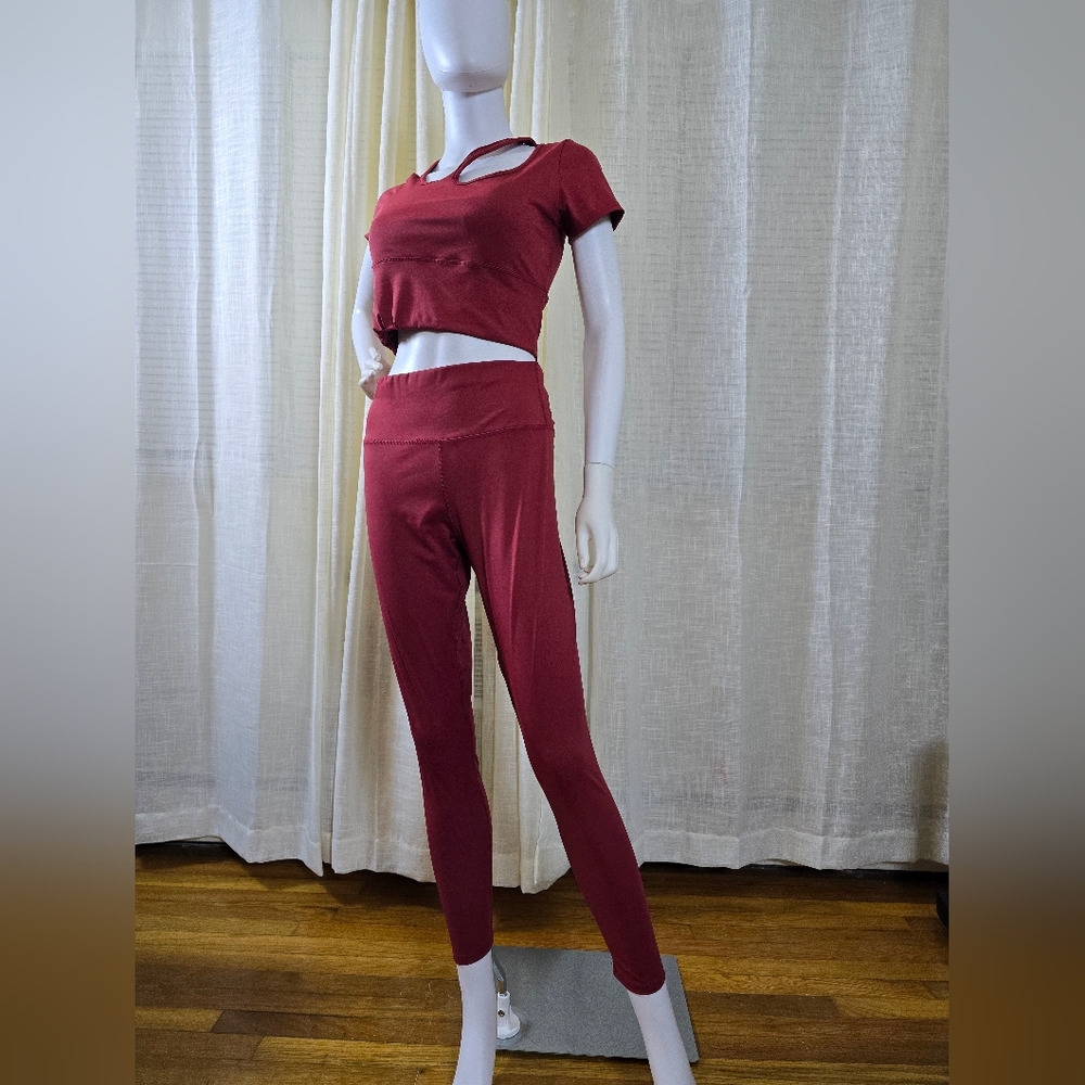 Chic Red Two-Piece Legging Set